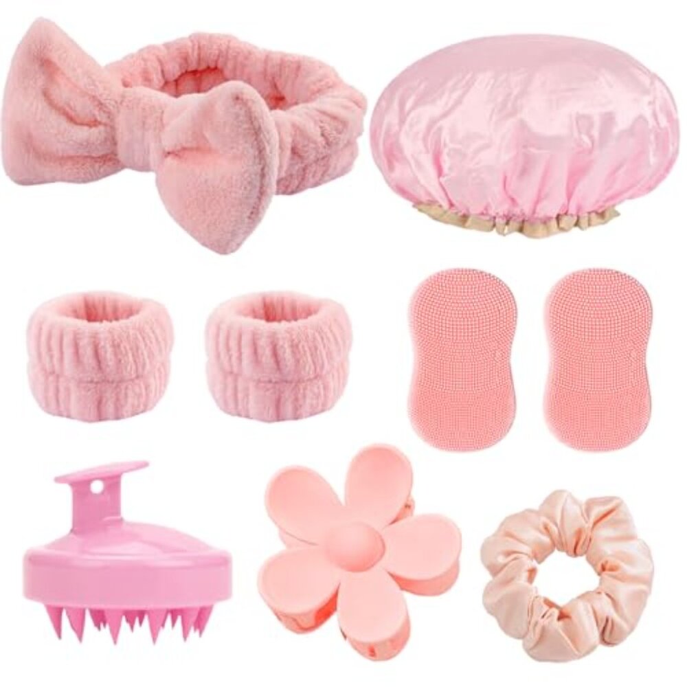 Skincare Headband Set With Facial Brushes Shampoo Tool Spa Essentials View 2